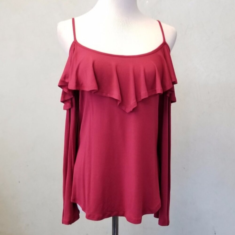 James & Joy cold shoulder ruffle bell sleeve tank size XS (152)